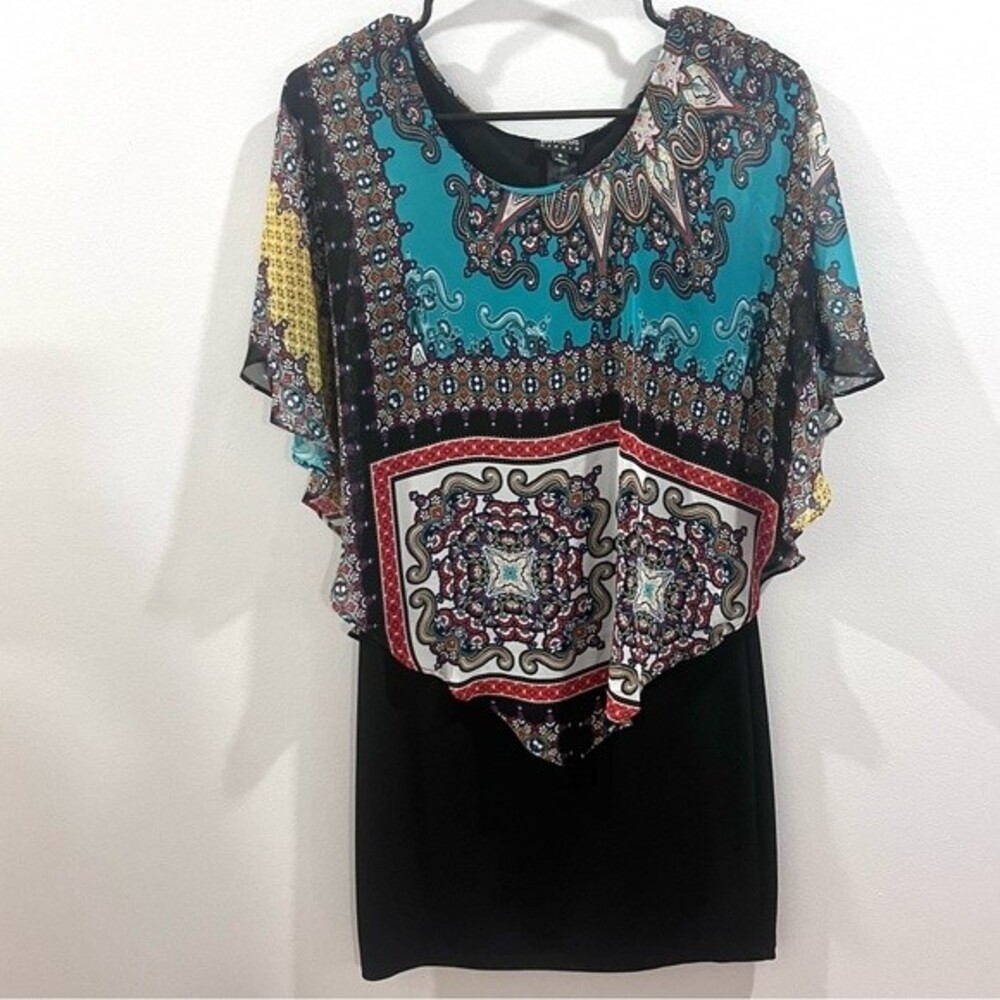 Enfocus Studio colorful poncho sheath dress size 6